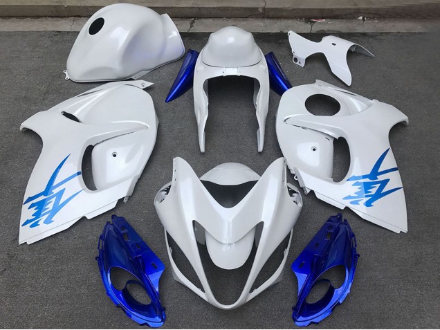 Großhandel Suzuki GSXR 1300 Motorrad Verkleidung 2008-2020 - Glanzendes Weiss Blau