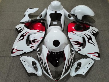 Großhandel Suzuki GSXR 1300 Motorrad Verkleidung 2008-2020 - Glanzendes Weiss Rot Flamme