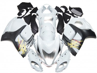 Großhandel Suzuki GSXR 1300 Motorrad Verkleidung 2008-2020 - Glanzendes Weiss mit Silber Stil