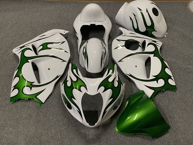 Großhandel Suzuki GSXR 1300 Motorrad Verkleidung 1996-2007 - Weiss Grun Flamme