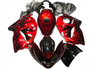 Großhandel Suzuki GSXR 1300 Motorrad Verkleidung 1996-2007 - Rot Schwarz Flamme