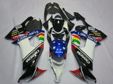 Großhandel Kawasaki ZX10R Motorrad Verkleidung 2008-2010 - Glanzendes Schwarz Weiss Blau Rot Eurobet Lee Carrera Stern