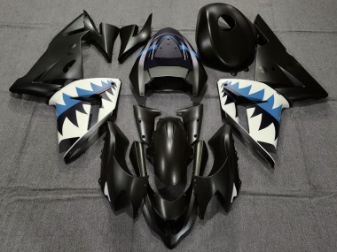 Großhandel Kawasaki ZX10R Motorrad Verkleidung 2004-2005 - Matt Schwarz und Hellblau Hai