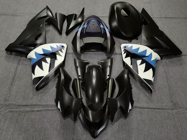 Großhandel Kawasaki ZX10R Motorrad Verkleidung 2004-2005 - Matt Schwarz und Hellblau Hai