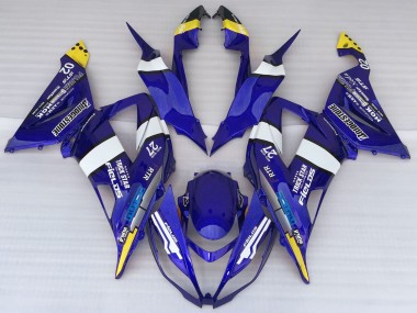 Großhandel Kawasaki ZX6R Motorrad Verkleidung 2013-2018 - Blau Weiss Gelb Trick Star Bridgestone