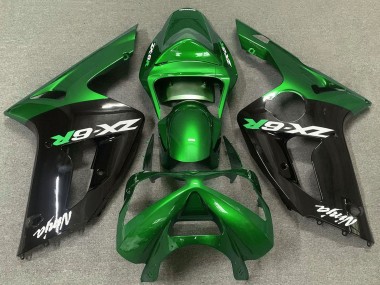 Großhandel Kawasaki ZX6R Motorrad Verkleidung 2003-2004 - Grun Glanzendes Schwarz