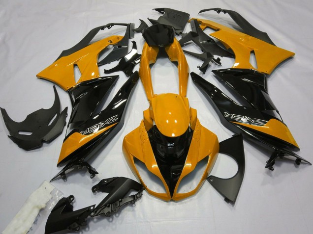 Großhandel Kawasaki ZX6R Motorrad Verkleidung 2009-2012 - Orange Glanzendes Schwarz