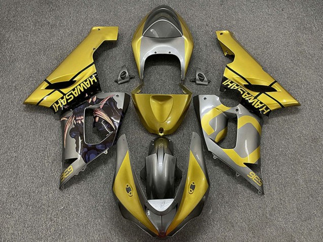 Großhandel Kawasaki ZX6R Motorrad Verkleidung 2005-2006 - Gold Silber