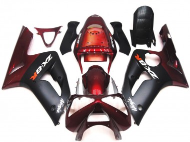 Großhandel Kawasaki ZX6R Motorrad Verkleidung 2003-2004 - Kastanienbraun Rot Matt Schwarz