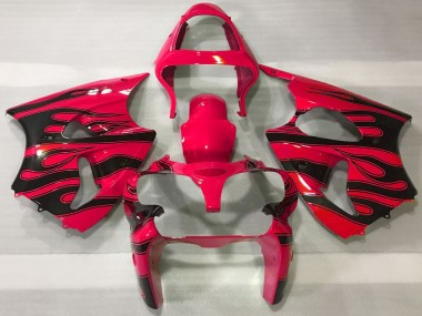 Großhandel Kawasaki ZX6R Motorrad Verkleidung 2000-2002 - Rot Schwarz Flamme