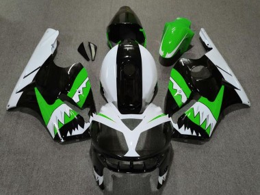 Großhandel Kawasaki ZX12R Motorrad Verkleidung 2002-2006 - Grun Schwarz Weiss Hai