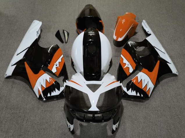 Großhandel Kawasaki ZX12R Motorrad Verkleidung 2002-2006 - Orange Schwarz Weiss Hai