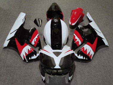 Großhandel Kawasaki ZX12R Motorrad Verkleidung 2002-2006 - Rot Schwarz Weiss Hai