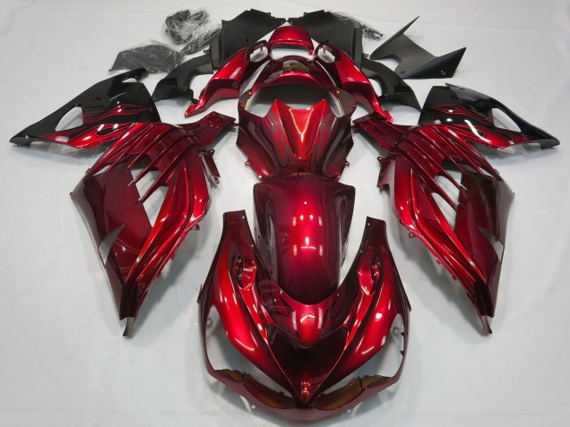 Großhandel Kawasaki ZX14R Motorrad Verkleidung 2012-2024 - Rot Glanzendes Schwarz