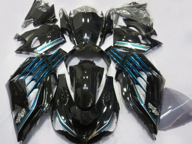 Großhandel Kawasaki ZX14R Motorrad Verkleidung 2012-2024 - Glanzendes Schwarz Hellblau