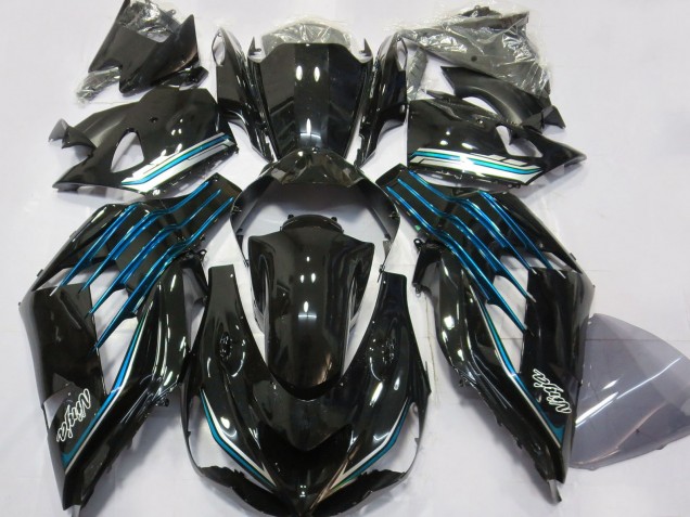 Großhandel Kawasaki ZX14R Motorrad Verkleidung 2012-2024 - Glanzendes Schwarz Hellblau
