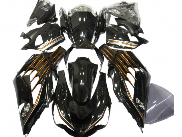 Großhandel Kawasaki ZX14R Motorrad Verkleidung 2012-2024 - Glanzendes Schwarz Orange