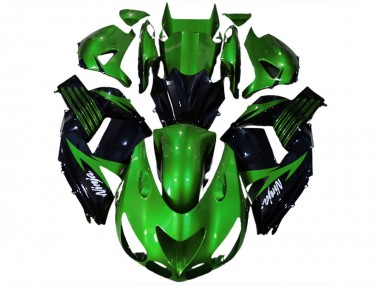 Großhandel Kawasaki ZX14R Motorrad Verkleidung 2006-2011 - Grun Glanzendes Schwarz Weiss Ninja