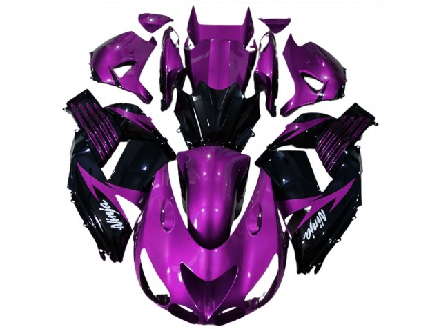 Großhandel Kawasaki ZX14R Motorrad Verkleidung 2006-2011 - Lila Glanzendes Schwarz Weiss Ninja