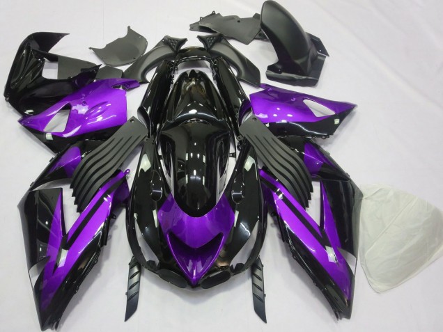 Großhandel Kawasaki ZX14R Motorrad Verkleidung 2006-2011 - Lila Glanzendes Schwarz