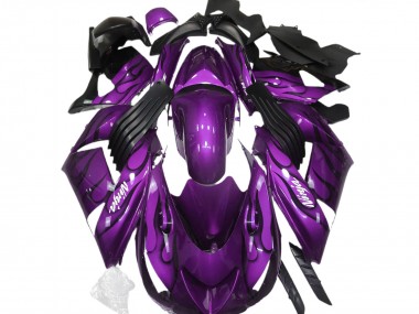 Großhandel Kawasaki ZX14R Motorrad Verkleidung 2006-2011 - Lila Schwarz Flamme Weiss Ninja