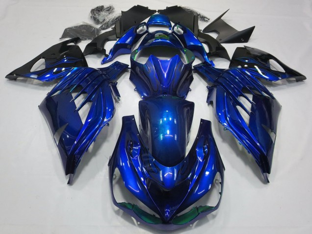 Großhandel Kawasaki ZX14R Motorrad Verkleidung 2012-2024 - Blau Glanzendes Schwarz