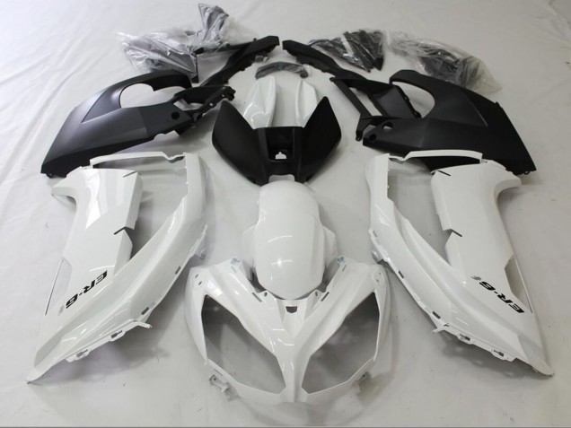 Großhandel Kawasaki Ninja ER6F Motorrad Verkleidung 2012-2014 - Glanzendes Weiss Matt Schwarz