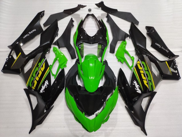 Großhandel Kawasaki Ninja 400 Motorrad Verkleidung 2018-2024 - Grun Glanzendes Schwarz Matt Schwarz OEM Stil