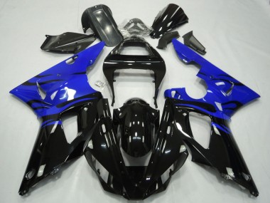 Großhandel Yamaha R1 Motorrad Verkleidung 2000-2001 - Blau Glanzendes Schwarz Flamme