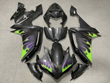 Großhandel Yamaha R1 Motorrad Verkleidung 2007-2008 - Carbonfaser Grun Lila Flamme