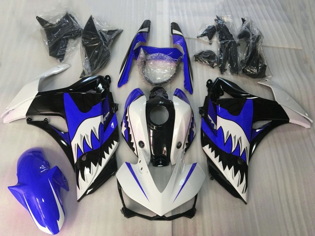Großhandel Yamaha R3 Motorrad Verkleidung 2015-2018 - Weiss Blau Glanzendes Schwarz Hai