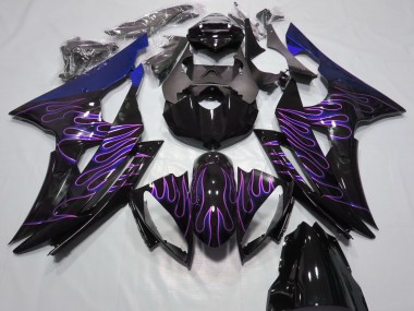 Großhandel Yamaha R6 Motorrad Verkleidung 2008-2016 - Blau Glanzendes Schwarz Lila Flamme