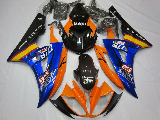 Großhandel Yamaha R6 Motorrad Verkleidung 2006-2007 - Orange Blau Glanzendes Schwarz Castrol