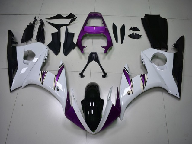 Großhandel Yamaha R6 Motorrad Verkleidung 2003-2004 - Weiss Lila Glanzendes Schwarz