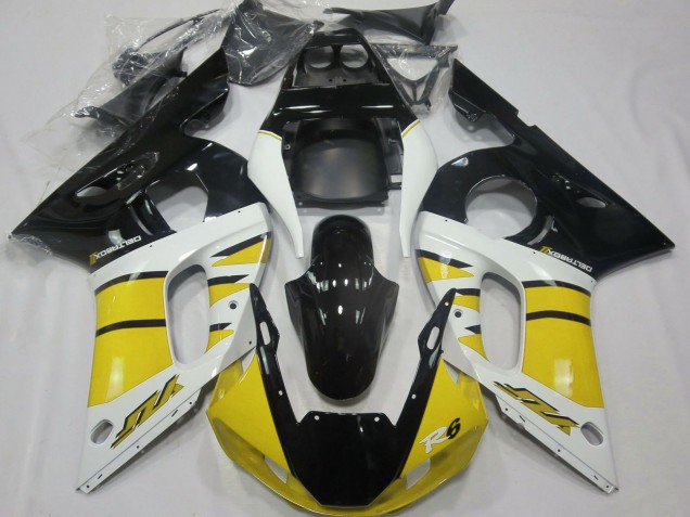 Großhandel Yamaha R6 Motorrad Verkleidung 1998-2002 - Gelb Weiss Glanzendes Schwarz