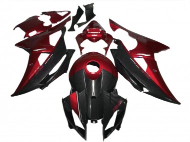 Großhandel Yamaha R6 Motorrad Verkleidung 2008-2016 - Rot Schwarz Carbonfaser Stil