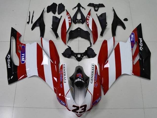 Großhandel Ducati 959 1299 Motorrad Verkleidung 2015-2020 - Weiss Rot Glanzendes Schwarz Generali Tim 23