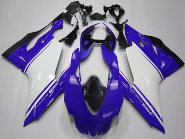 Großhandel Ducati 1199 Motorrad Verkleidung 2011-2014 - Glanzendes Blau Weiss Schwarz