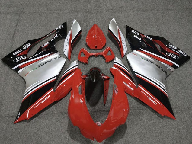 Großhandel Ducati 1199 Motorrad Verkleidung 2011-2014 - Rot Silber Schwarz Performance