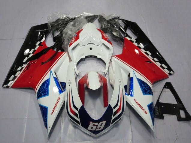 Großhandel Ducati 1098 Motorrad Verkleidung 2007-2014 - Weiss Rot Schwarz Blau 69