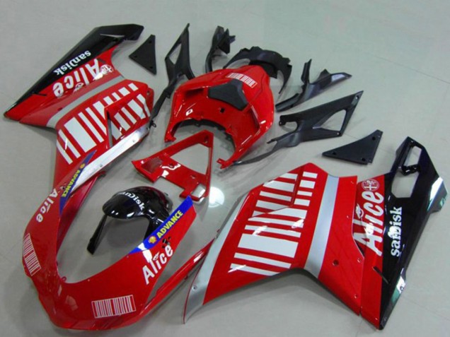 Großhandel Ducati 848 1098 1198 Motorrad Verkleidung 2007-2014 - Silber Rot Glanzendes Schwarz Alice Sundisk