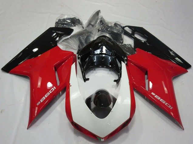 Großhandel Ducati 1098 Motorrad Verkleidung 2007-2014 - Rot Weiss Glanzendes Schwarz