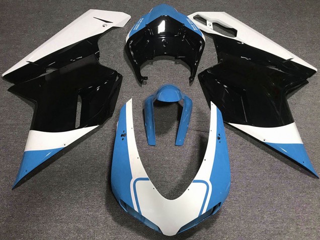 Großhandel Ducati 848 1098 1198 Motorrad Verkleidung 2007-2014 - Weiss Blau Glanzendes Schwarz