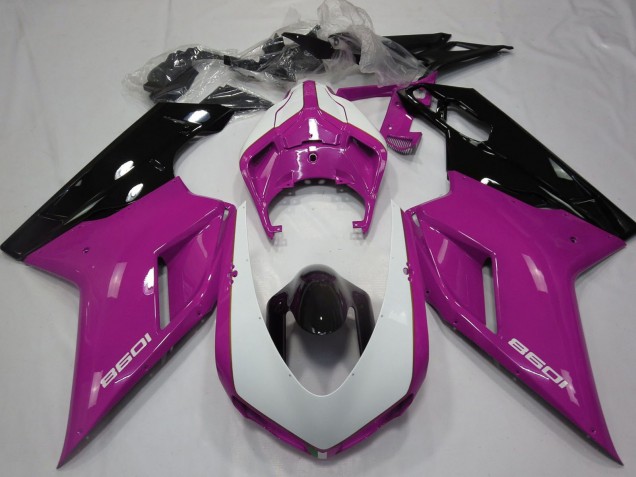 Großhandel Ducati 1098 Motorrad Verkleidung 2007-2014 - Rosa Weiss Glanzendes Schwarz