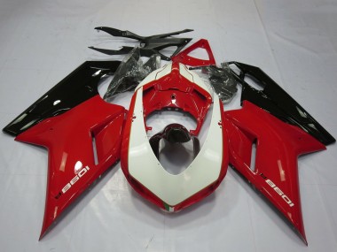 Großhandel Ducati 1098 Motorrad Verkleidung 2007-2014 - Glanzendes Rot Weiss Glanzendes Schwarz