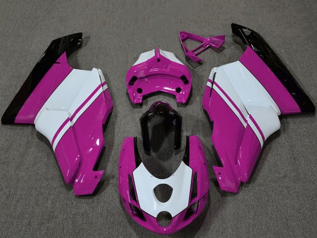 Großhandel Ducati 749 999 Motorrad Verkleidung 2003-2004 - Weiss Rosa Glanzendes Schwarz