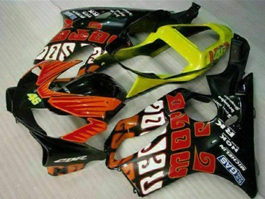 Großhandel Honda CBR600 F4i Motorrad Verkleidung 2001-2003 - Gelb Orange Glanzendes Schwarz Rossi 46