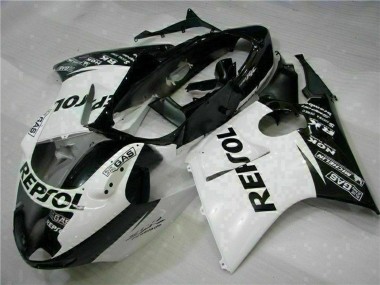 Großhandel Honda CBR1100XX Blackbird Motorrad Verkleidung 1996-2007 - Weiss Glanzendes Schwarz Repsol