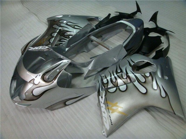Großhandel Honda CBR1100XX Blackbird Motorrad Verkleidung 1996-2007 - Silber Schwarz Flamme