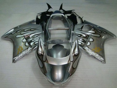 Großhandel Honda CBR1100XX Blackbird Motorrad Verkleidung 1996-2007 - Silber Schwarz Flamme